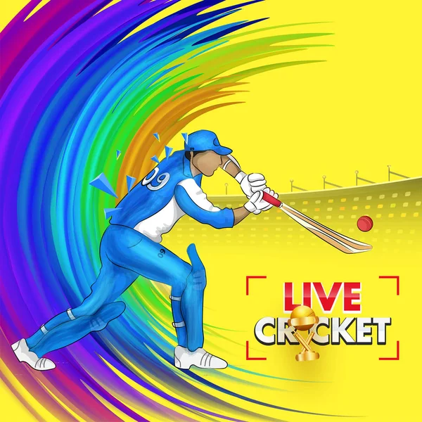 Live Cricket Poster oder Flyer Design mit Abbildung von Cricket — Stockvektor