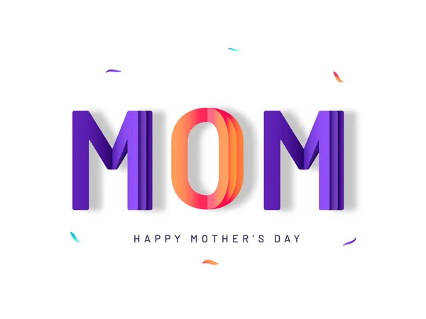 Paper cut style with colorful text of Mom on white background fo — Stock Vector