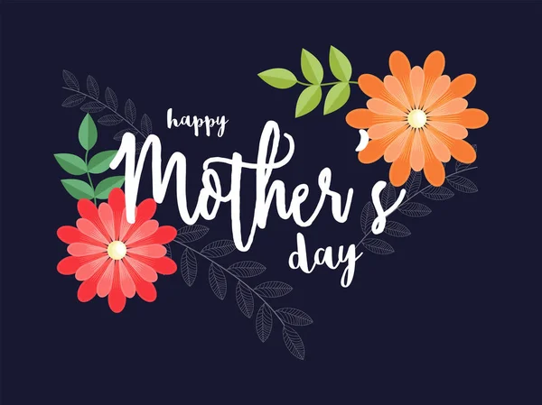 Joyeuse fête des mères sur fond noir décoré de b coloré — Image vectorielle