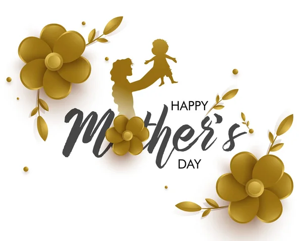 Stylowe tekst Happy Mother's Day plakat lub karta z dziecięce — Wektor stockowy