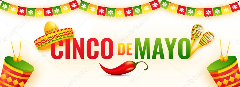 Creative fiesta party header poster or banner design with illust