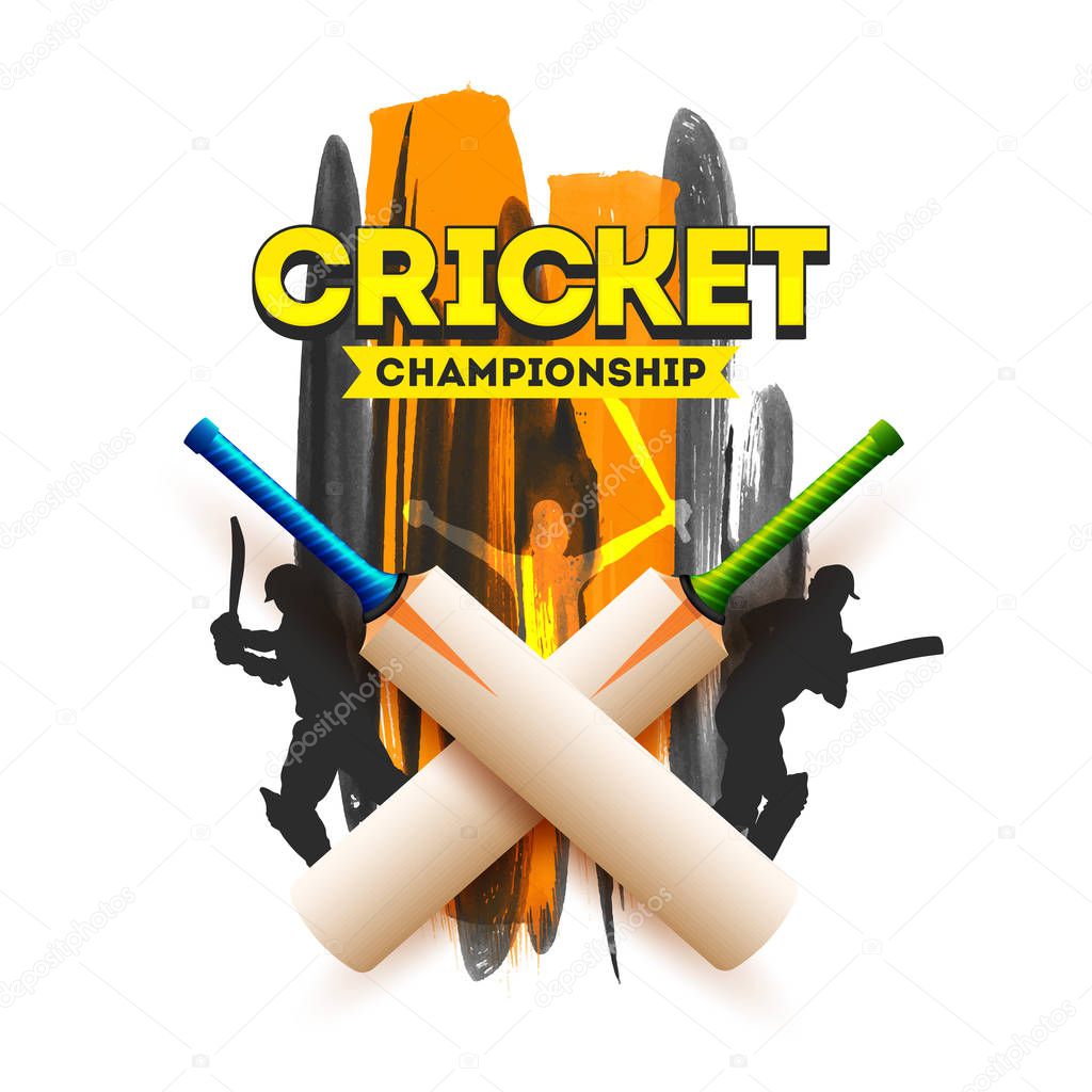 Poster or flyer design for Cricket Championship with illustratio