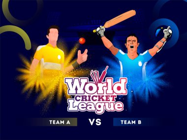 Takım A Vs Team B kriket oyuncusu üzerinde farklı poz ışıltı bac