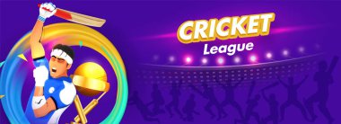 Kriket oyuncusu mor arka plan s üzerinde farklı poz