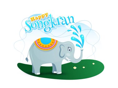 Mutlu Songkran Festivali poster veya el ilanı tasarımı üzerinde beyaz backgrou
