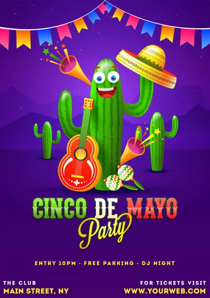 Cinco De Mayo poster template. text and details customized for f — Stock Vector