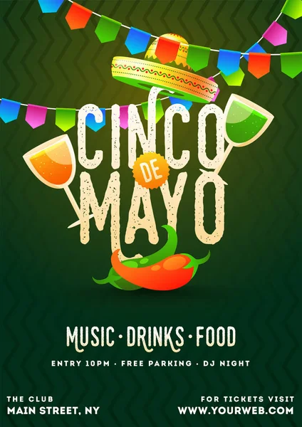 Modelo de cartaz Cinco De Mayo. texto e detalhes personalizados para f —  Vetores de Stock