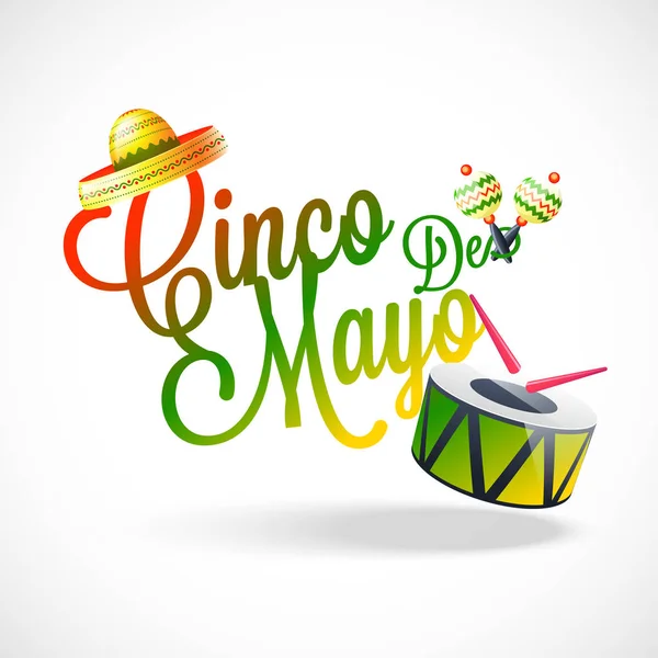 Κομψό κείμενο του Cinco De Mayo κόμμα γιορτή με μουσική instr — Διανυσματικό Αρχείο