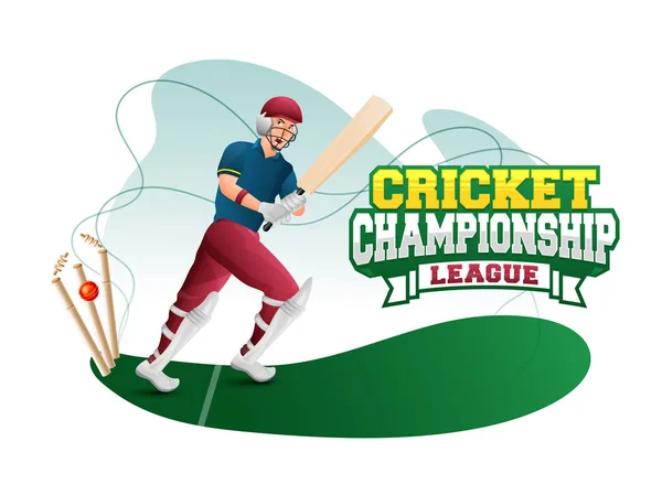 Cricket Championship pôster da liga ou design de banner com illustr — Vetor de Stock