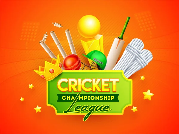 Kriket Championship League nápis nebo plakát, design, illustratio — Stockový vektor