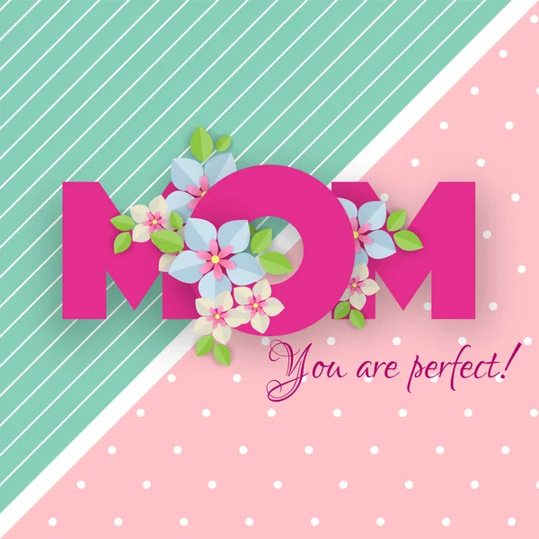 Tekst van moeder versierd met mooie bloem met bericht van "you — Stockvector