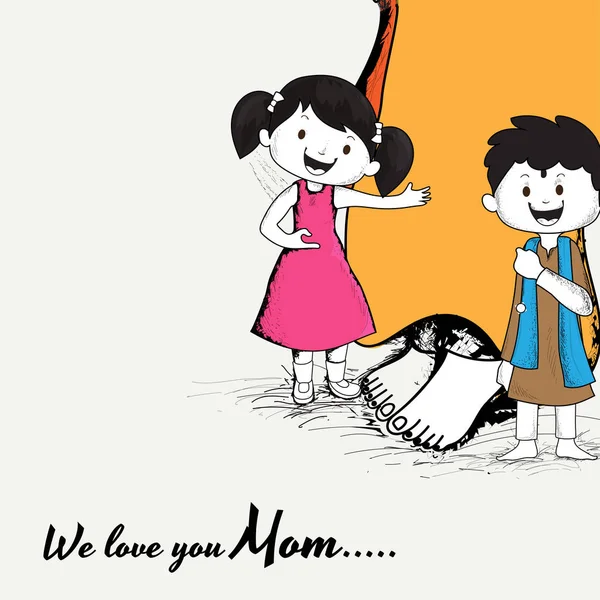 Design elegant de felicitări pentru Ziua Mamei Fericite cu ilustr — Vector de stoc
