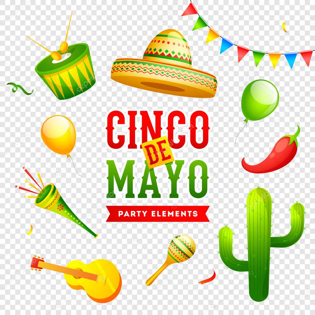 Cinco De Mayo celebration banner or poster design on png backgro