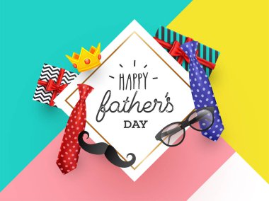 Kravat, bıyık illüstrasyonlu afiş veya poster tasarımı, 