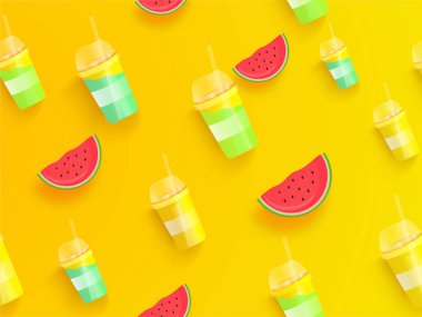 Sarı süslenmiş karpuz illüstrasyon ile tek kullanımlık fincan 