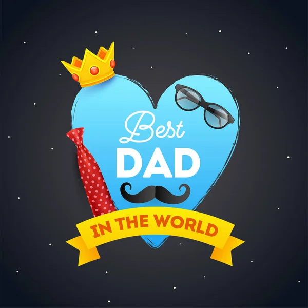 Fathe için kravat ve gözlük ile Dünyanın En İyi Baba metin — Stok Vektör