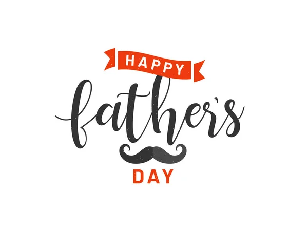 Kalligrafie van Happy father's Day met snor op witte blauw — Stockvector