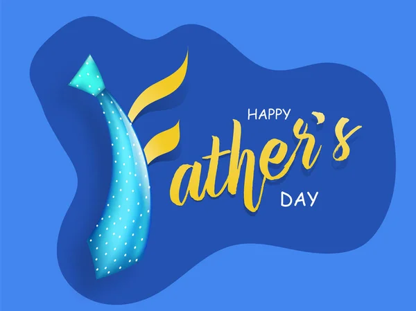 时尚文本 快乐父亲节 与光泽领带在蓝色背面 — 图库矢量图片