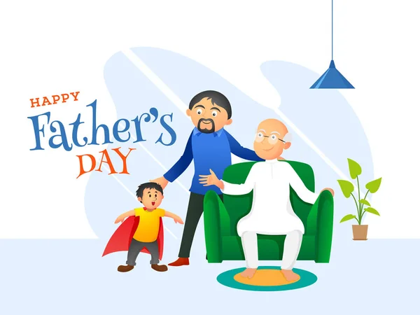 Happy Father's Day celebration banner or poster design with illu — Stock Vector