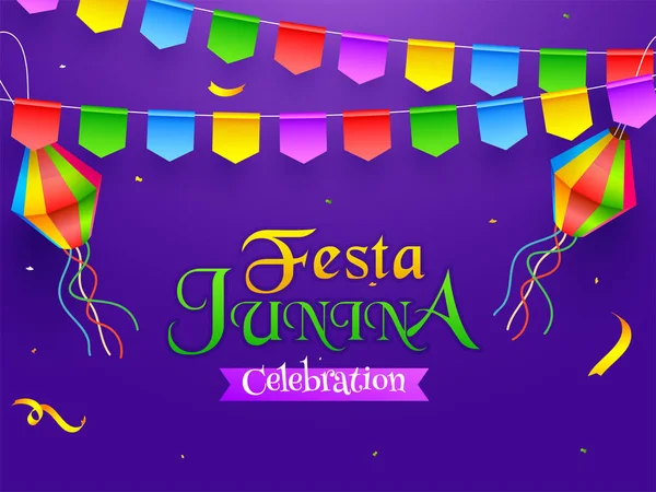 Festa Junina γιορτή πάρτι αφίσα ή σχέδιο banner διακοσμημένο — Διανυσματικό Αρχείο