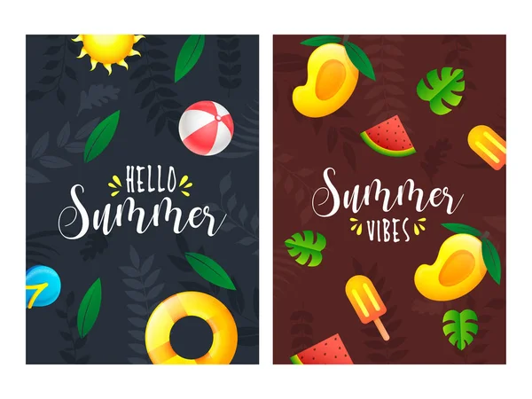 Plantilla de fiesta de verano o diseño de volante con decoración de elementos de verano — Vector de stock