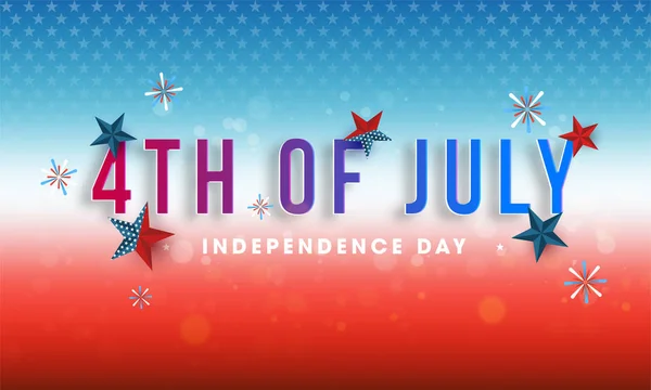 4 de julio, banner del Día de la Independencia o diseño de póster decorado — Archivo Imágenes Vectoriales