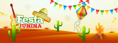 Festa parti başlık afiş veya Festa Junina cele için poster tasarımı