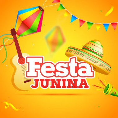 Festa Junina Parti Kutlama afiş veya poster tasarımı, dekori