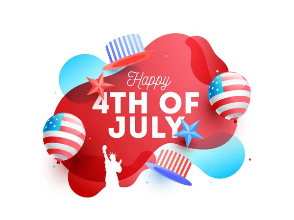 Typography text Happy 4th of July on abstract background decorat — Stock Vector