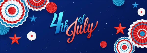4 de julho, cabeçalho celebração do Dia da Independência ou desig banner — Vetor de Stock