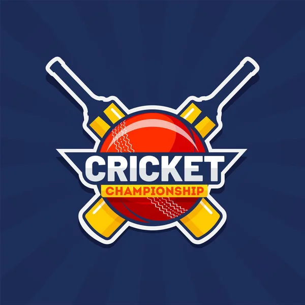 Cricket Championship texto com torneio de críquete em adesivo sty — Vetor de Stock