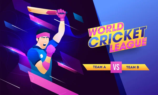 World Cricket League cartaz ou banner design com ilustração o —  Vetores de Stock