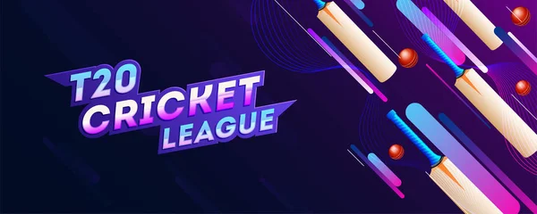 T20 Cricket League conception d'en-tête ou de bannière avec balle de cricket et — Image vectorielle