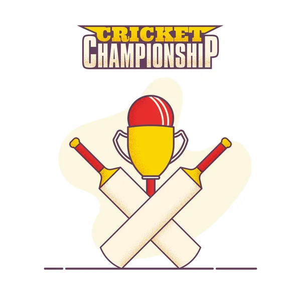 Design poster in stile piatto del Cricket Championship con illustrazione — Vettoriale Stock