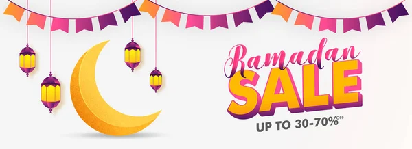 Ramadan Kareem sprzedaż z płaskim 30-70% off. Kreatywne Media społecznościowe — Wektor stockowy