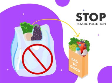 Hayır plastik torbalar kullanarak ve Stop Plastic Po için organik torbalar kullanarak