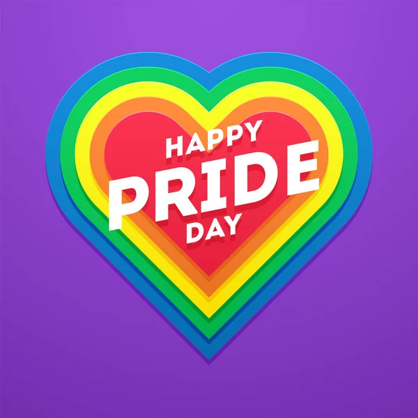 Buon Pride Day concept a forma di cuore per la comunità LGBTQ . — Vettoriale Stock