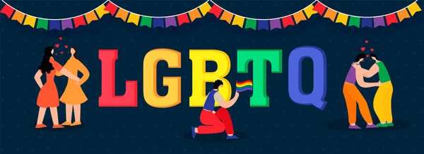 Projeto de banner comunitário LGBTQ com ilustração de Gay e Lesbi —  Vetores de Stock