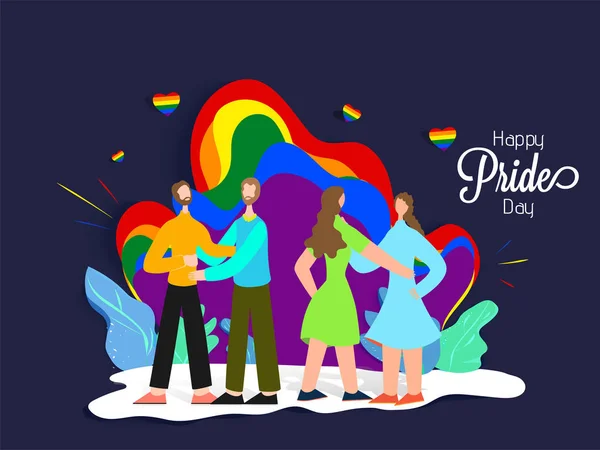 Concepto del Día del Orgullo Feliz para la comunidad LGBTQ con Gay y Lesbianas — Archivo Imágenes Vectoriales