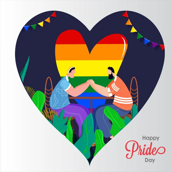 Concepto del Día del Orgullo Feliz para la comunidad LGBTQ con pareja gay — Archivo Imágenes Vectoriales