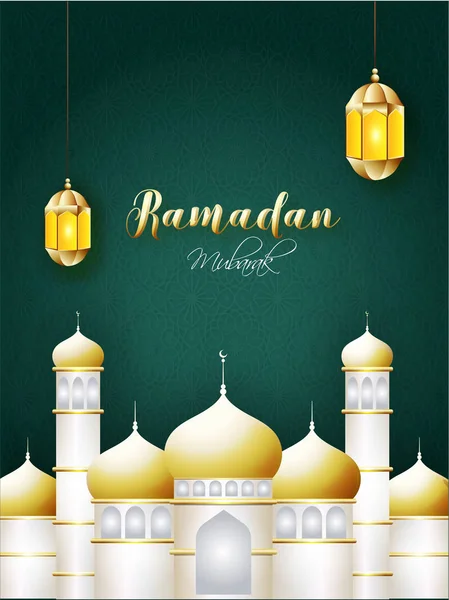 Modèle ou flyer Ramadan Moubarak avec illustration de mo — Image vectorielle
