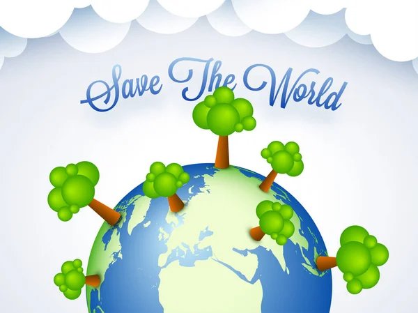 Save The World concept with green earth globe illustration on pa — Stock Vector