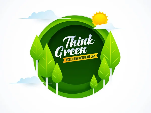 Creatieve banner of poster ontwerp met groene boom en Sunshine Il — Stockvector