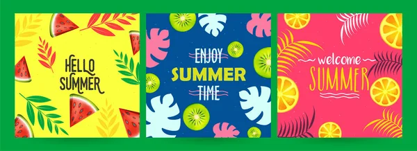 Uppsättning av olika sommar affisch eller mall design med Summer fr — Stock vektor