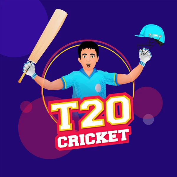 T20 Cricket Championship poster o modello di design con grillo — Vettoriale Stock
