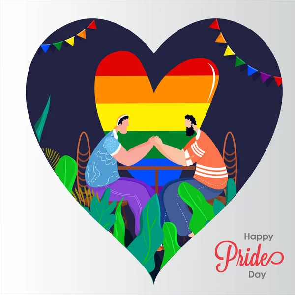 Happy Pride Day concept for LGBTQ community with gay couple hold — Stock Vector