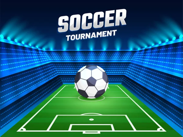 Banner of poster ontwerp met illustratie van Soccer Ball op Shin — Stockvector