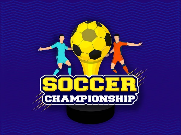 Banner de campeonato de fútbol o diseño de póster con jugadores de fútbol — Archivo Imágenes Vectoriales