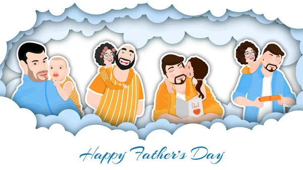 Happy father's Day poster of wenskaart sticker ontwerp, vecto — Stockvector