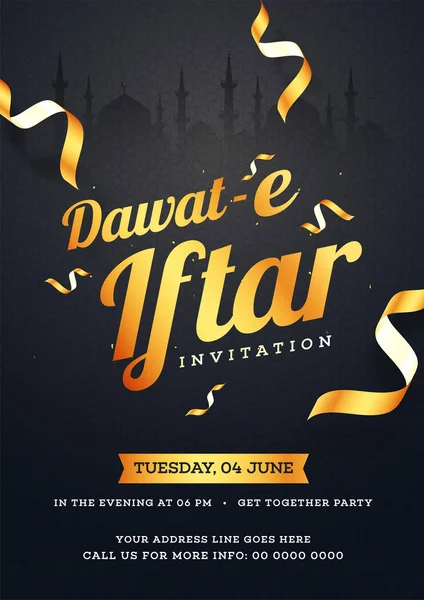 Dawat-E-Iftar Invitation Card design with date, time and venue d — стоковый вектор